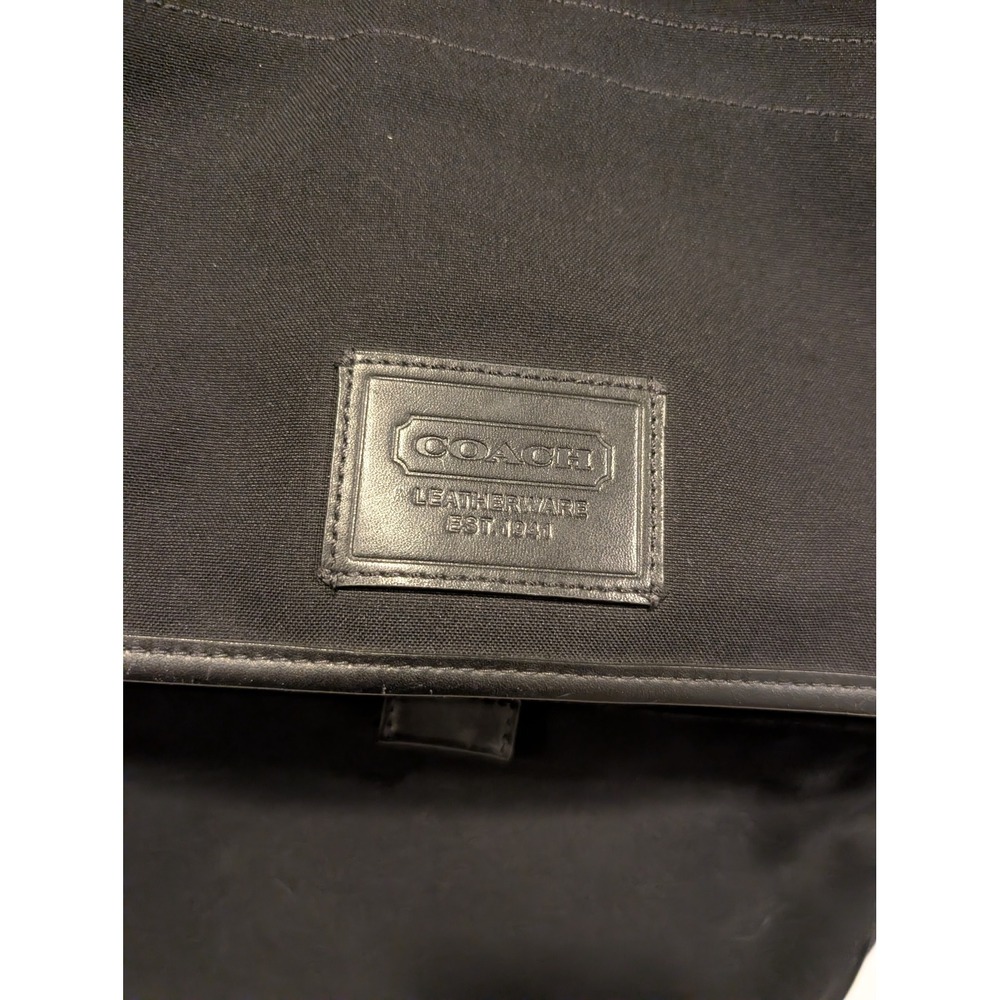 Vintage Coach Backpack Black Canvas Leather Trim Flap Large Utility Travel Bag - Picture 3 of 15